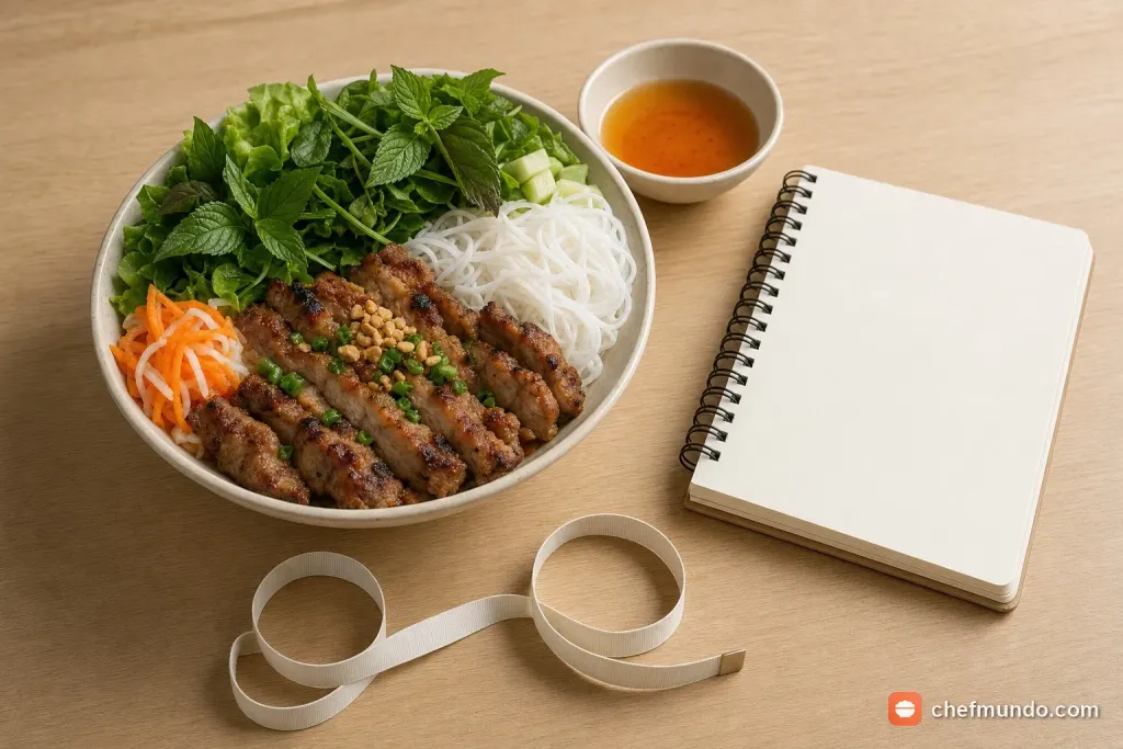 Các thành phần nguyên liệu chính quyết định lượng calo trong một tô bún thịt nướng