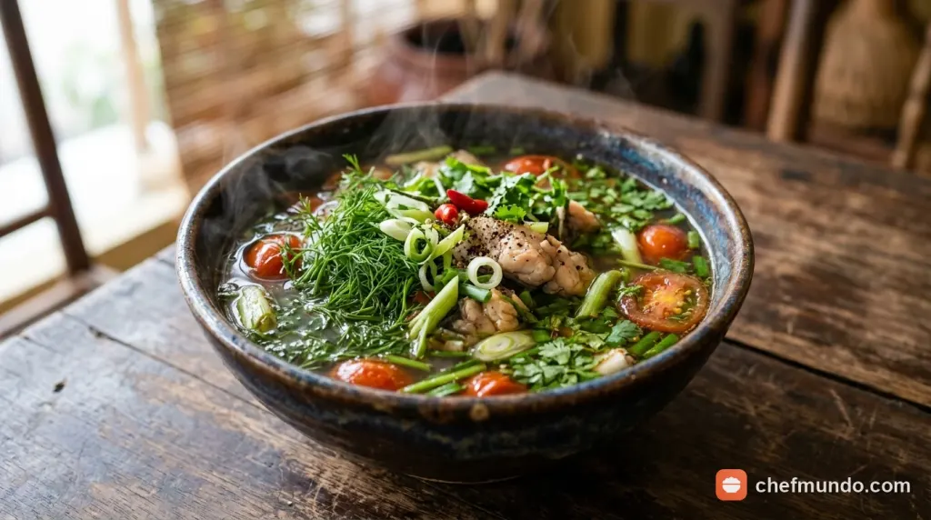 Cận cảnh kiểm tra độ tươi và cấu trúc thịt cá khoai giàu dinh dưỡng trên thớt bếp