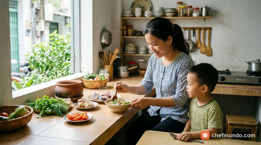 Bát canh chua cá khoai nấu chín tới với thịt cá mềm ngọt và xương sụn mềm rục