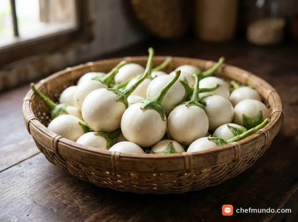Cận cảnh quả cà pháo cắt đôi thấy rõ cùi thịt và hạt