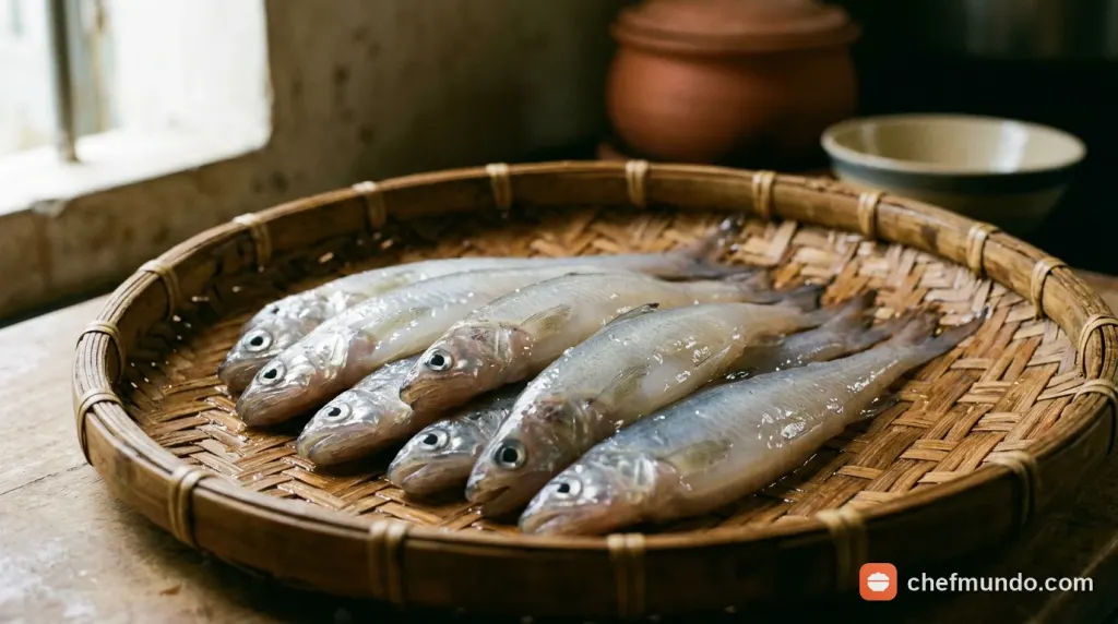 Sơ chế và thấm khô nước trên thân cá khoai trước khi cho vào ngăn mát tủ lạnh