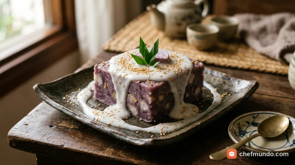 Bánh khoai môn hấp nước cốt dừa béo ngậy rắc mè rang thơm bùi