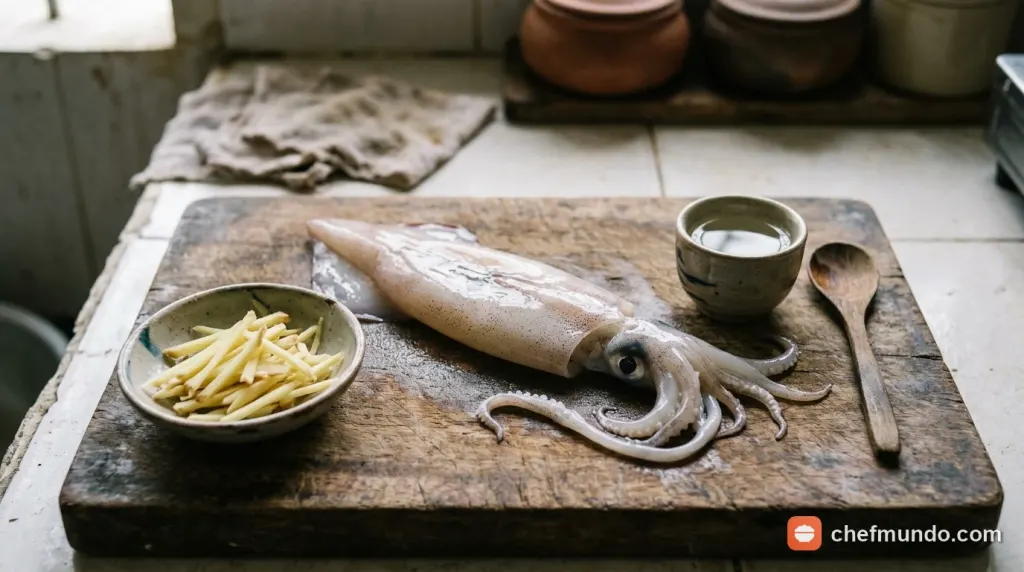 Mẹo khử mùi tanh của mực bằng rượu trắng và gừng tươi giã nhuyễn