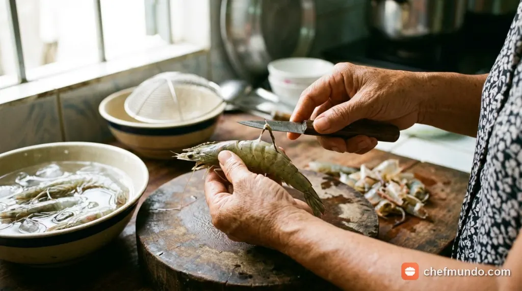 Mẹo dùng tăm rút chỉ đen trên sống lưng tôm nhanh chóng và sạch sẽ trước khi khử mùi tanh