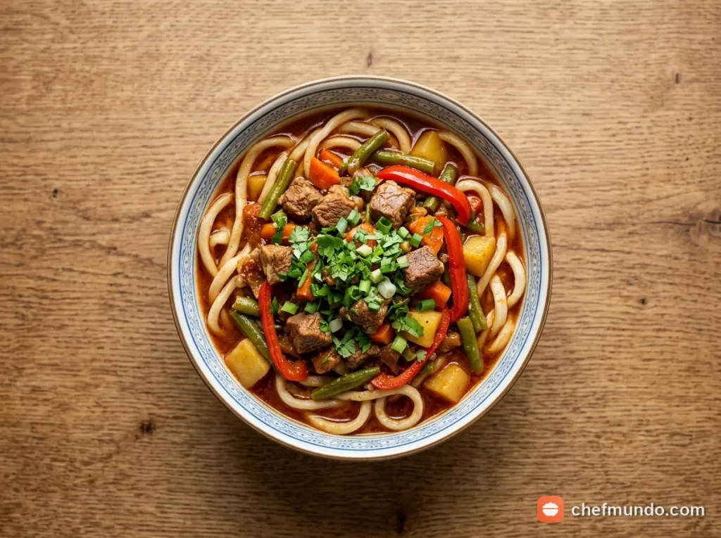 Công thức làm Lagman kéo tay sợi dai ngon chuẩn vị Trung Á