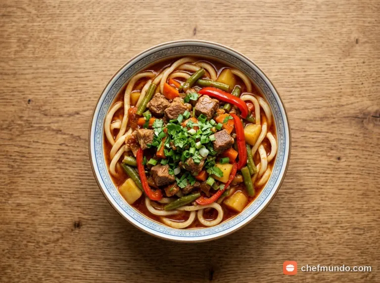 Công thức làm Lagman kéo tay sợi dai ngon chuẩn vị Trung Á
