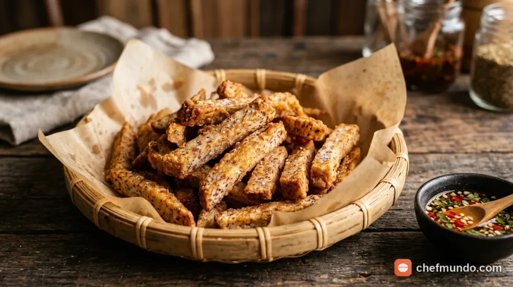 So sánh củ khoai môn cao thon dài ruột vân tím và khoai sọ củ nhỏ trên mẹt tre