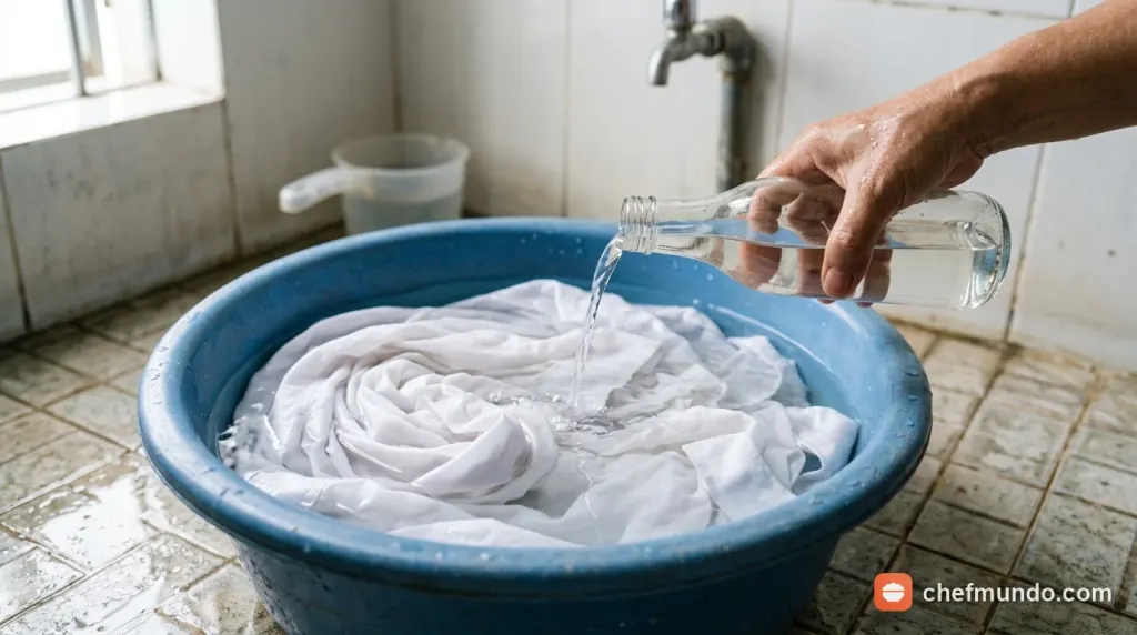 Ngâm quần áo dính nước cá trong dung dịch giấm ăn và chanh tươi để trung hòa mùi tanh