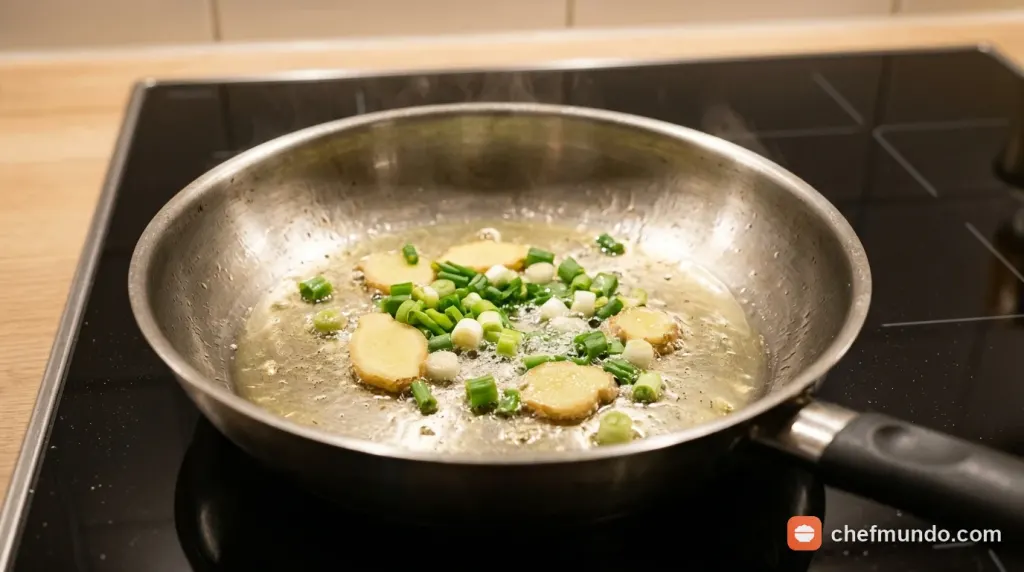 Phương pháp dùng hồ tinh bột gom cặn và khử mùi tanh dầu rán cá thừa trong chảo