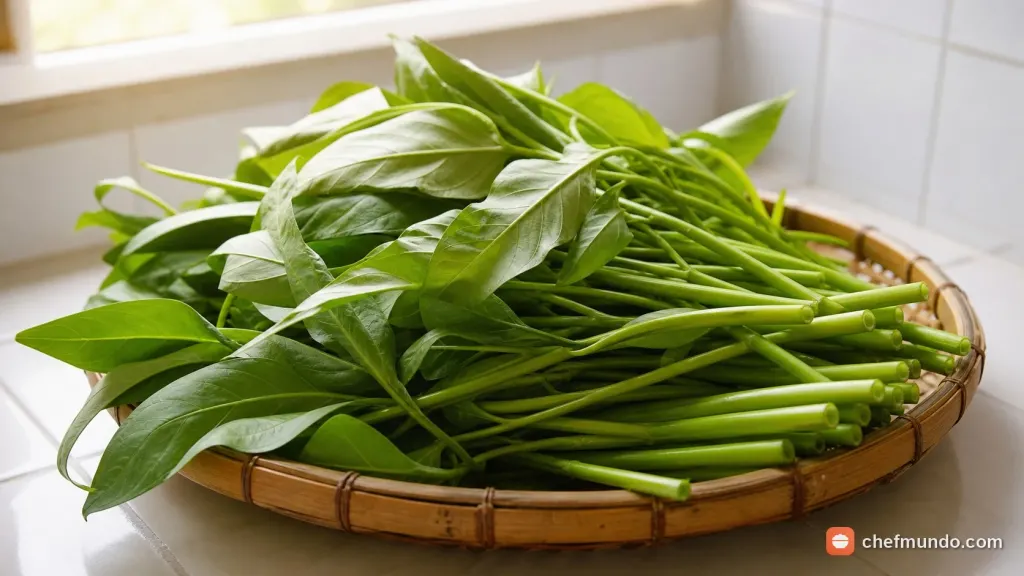 Đĩa rau muống luộc xanh giòn mang lại nhiều lợi ích sức khỏe phổ biến và hỗ trợ tiêu hóa tốt