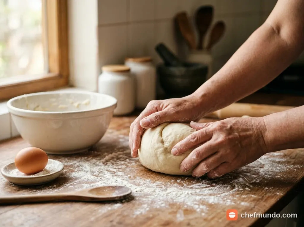 Trộn và nhào bột vỏ bánh