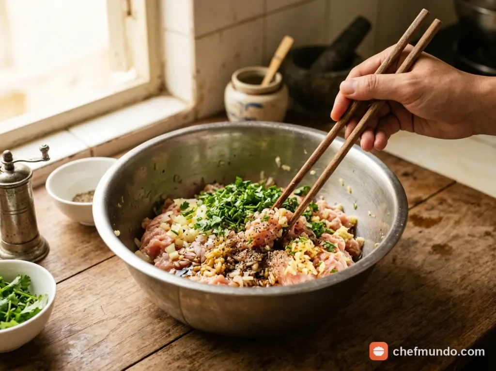 Sơ chế và ướp nhân thịt bánh Momo