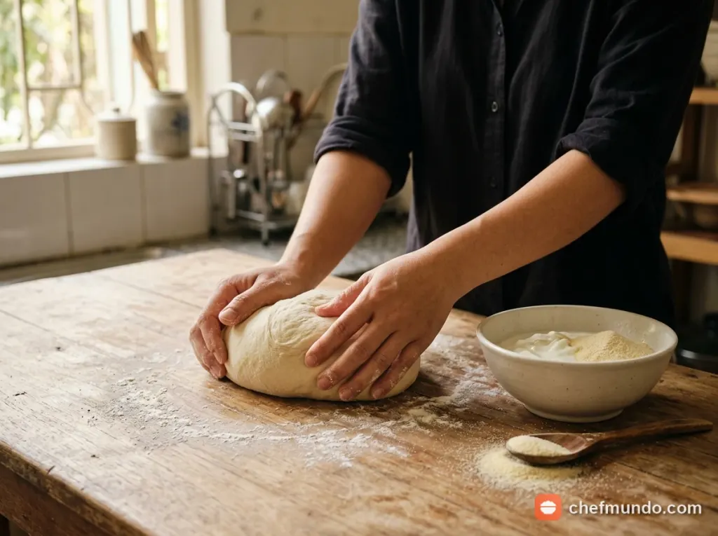 Nhào và ủ bột làm bánh Bhatura