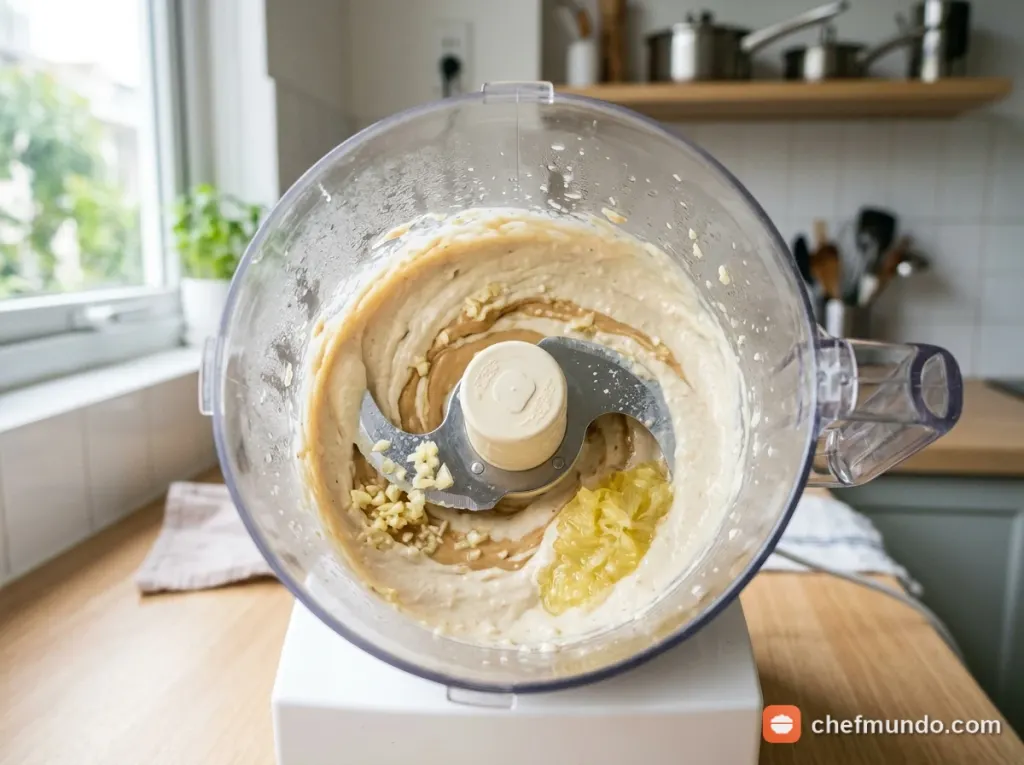 Xay nhũ hóa sốt tahini, tỏi và nước cốt chanh