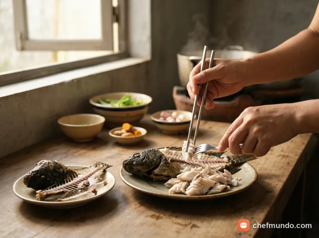 Kỹ thuật gỡ thịt cá và rim cá rô đậm đà, vàng dai