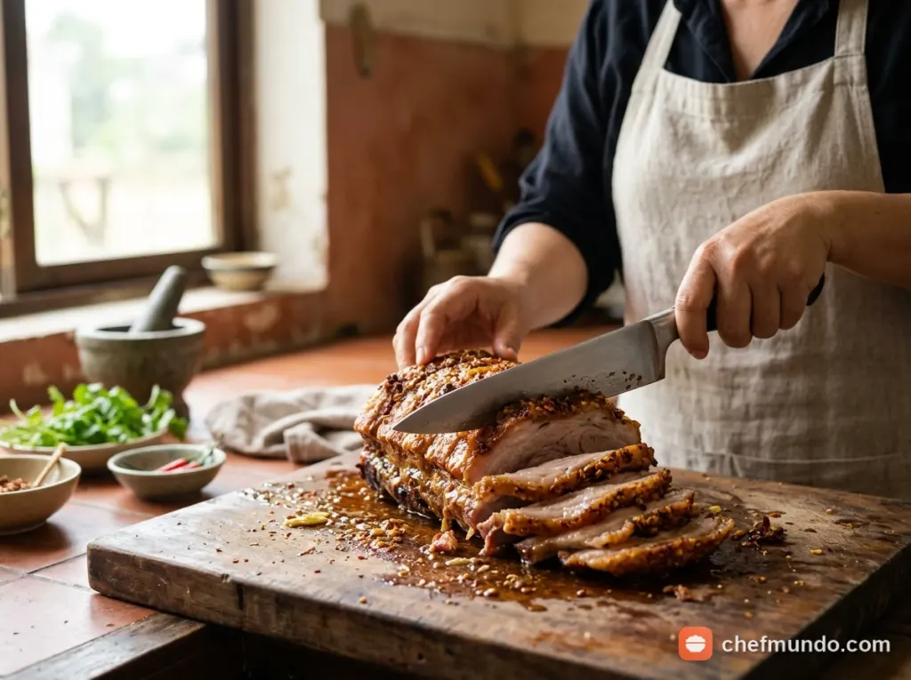 Nướng thịt kebab chín vàng và thái lát mỏng
