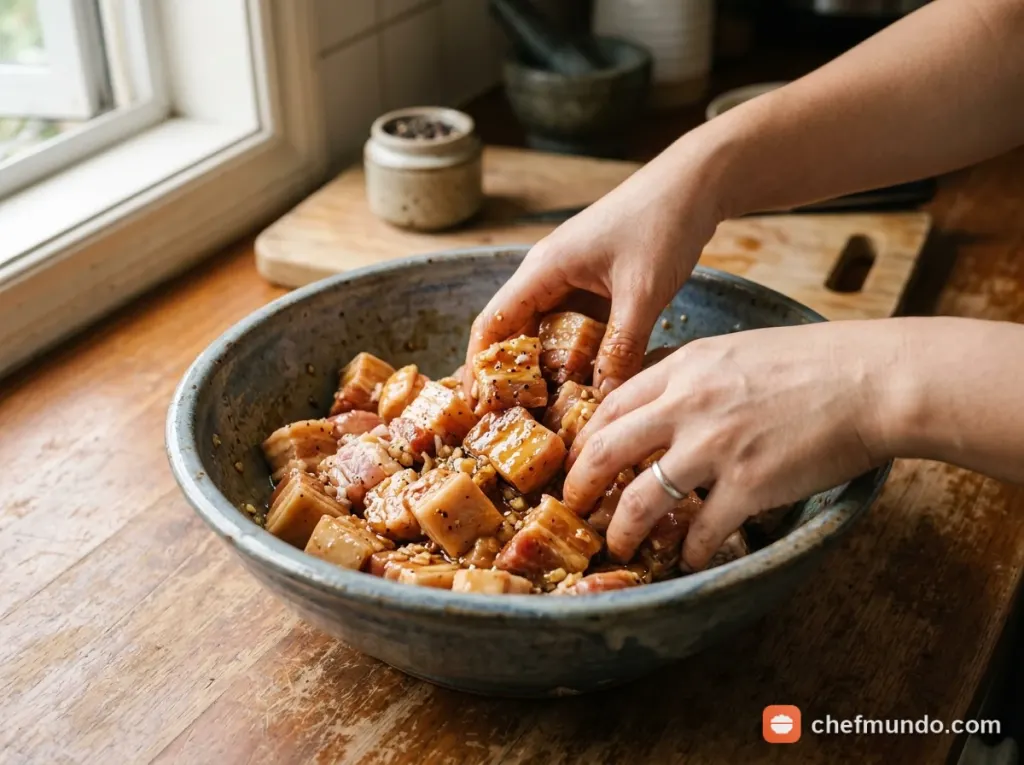 Ướp thịt ba chỉ cho ngấm gia vị