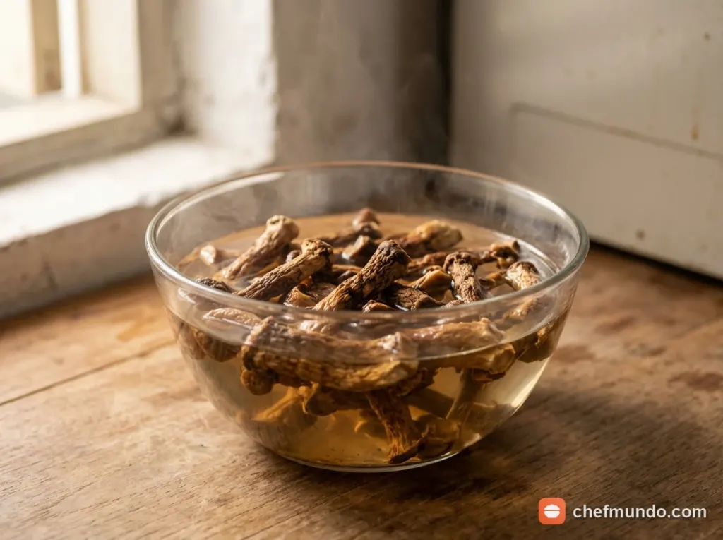 Luộc chín và vắt ráo chân nấm