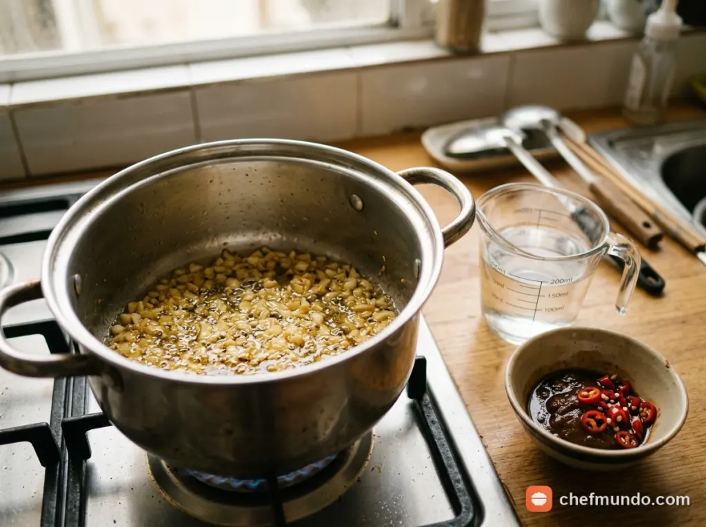 Phi tỏi thơm và nấu nước dùng me