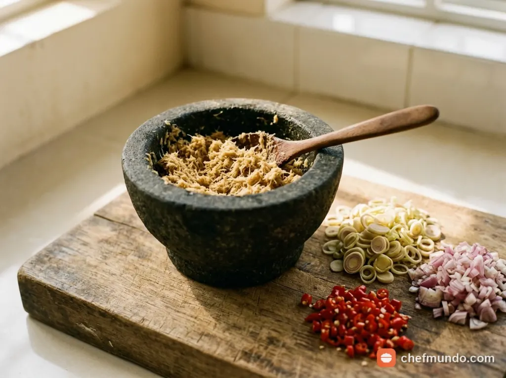 Làm chín thăn cá và bóp thính gạo nếp