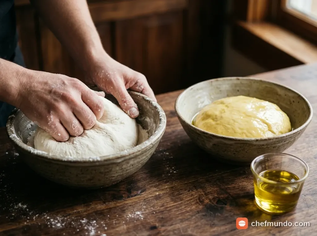 Nhào bột nước và bột dầu tạo cấu trúc tách lớp