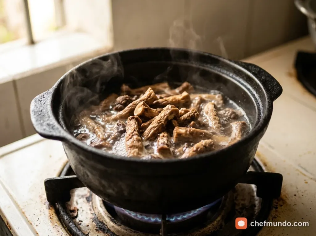 Giã dập và xé sợi chân nấm