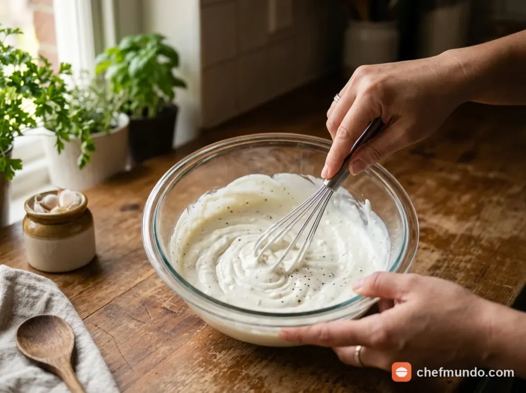 Pha nước xốt tỏi sữa chua béo ngậy