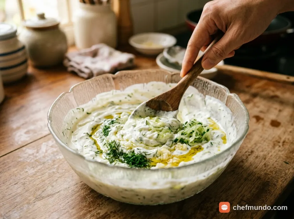 Trộn sốt sữa chua Hy Lạp Tzatziki thanh mát