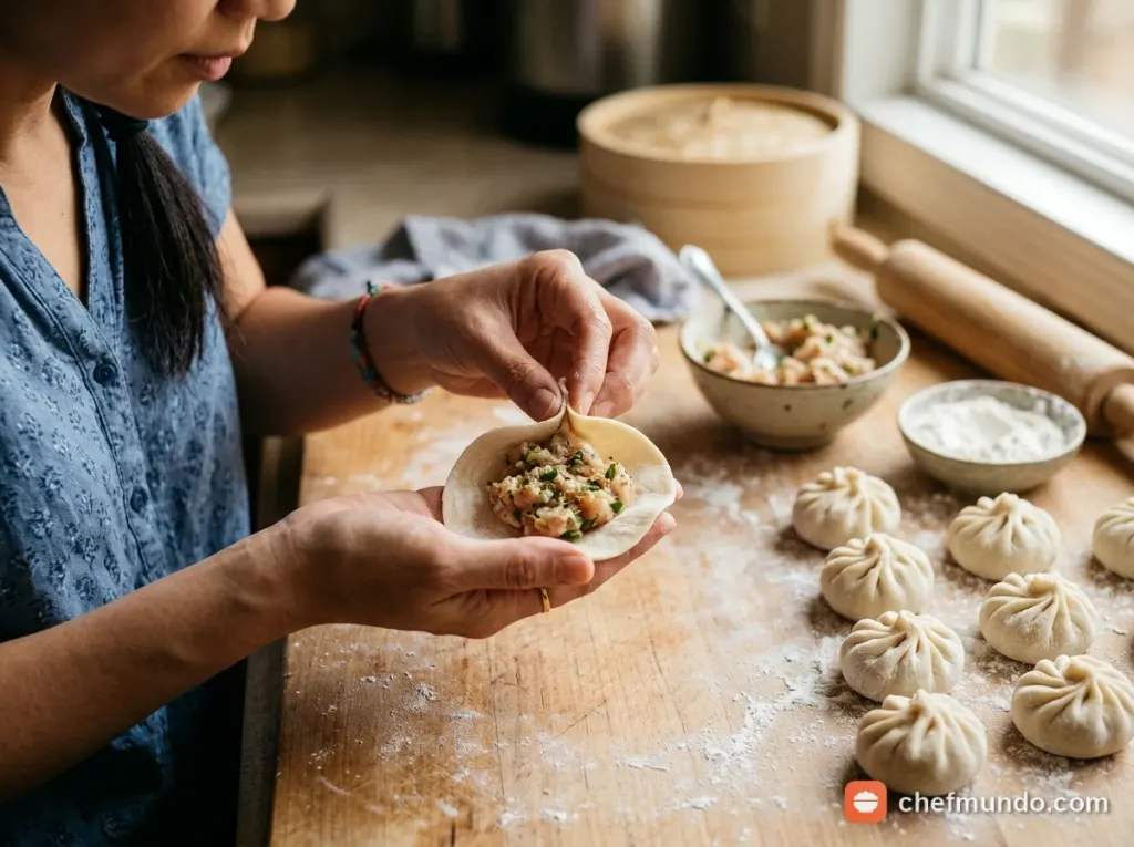 Tạo hình và gói bánh Momo
