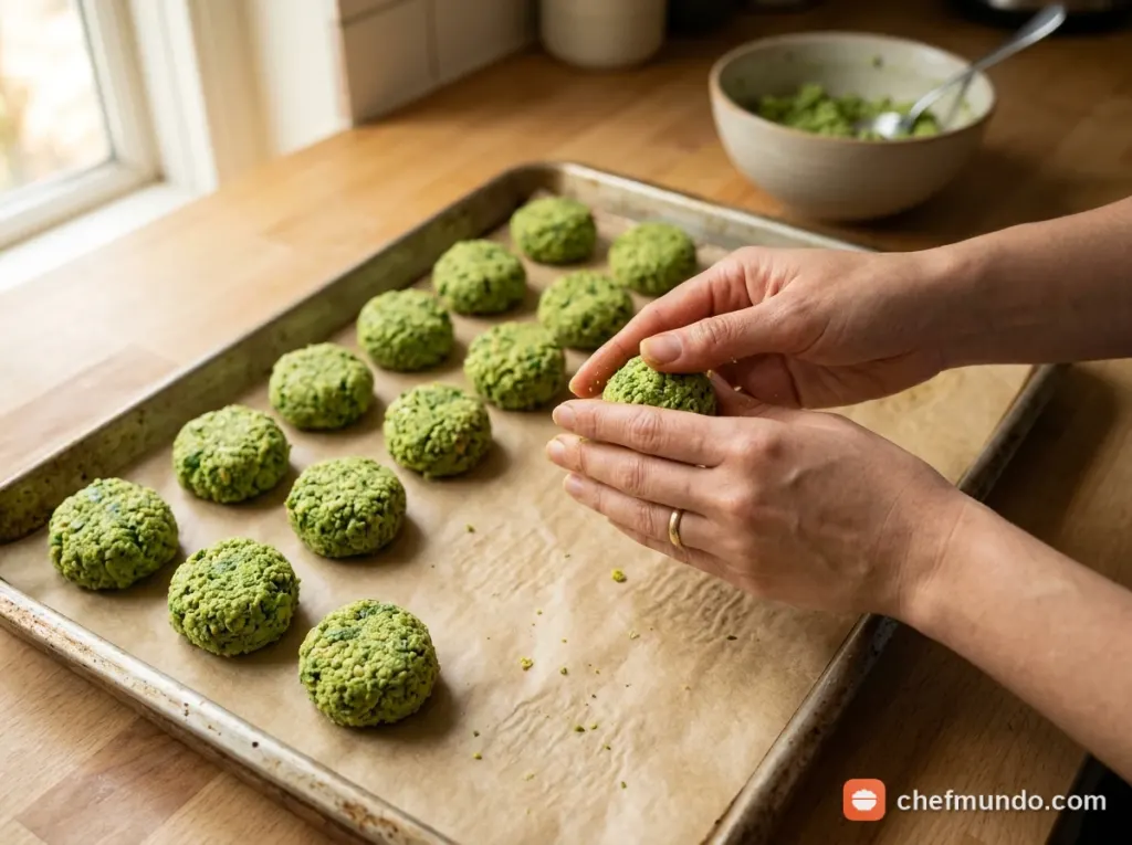 Nặn hình viên chả falafel