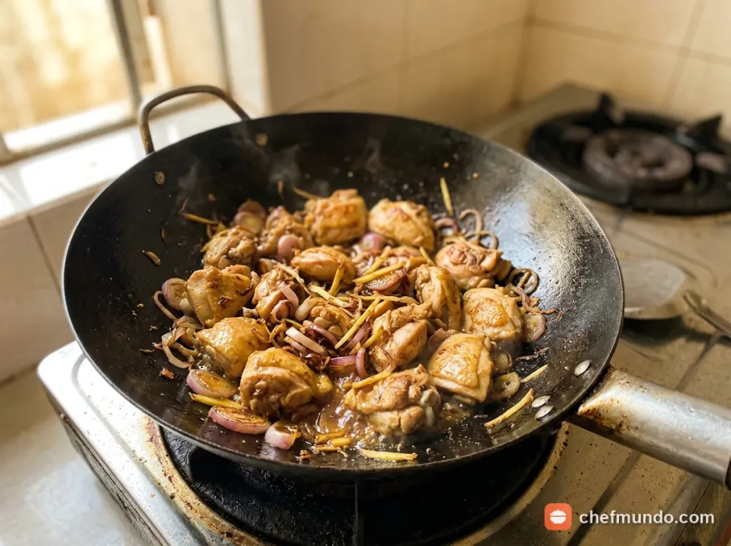 Nấu nấm đông cô, rau củ và nêm vị