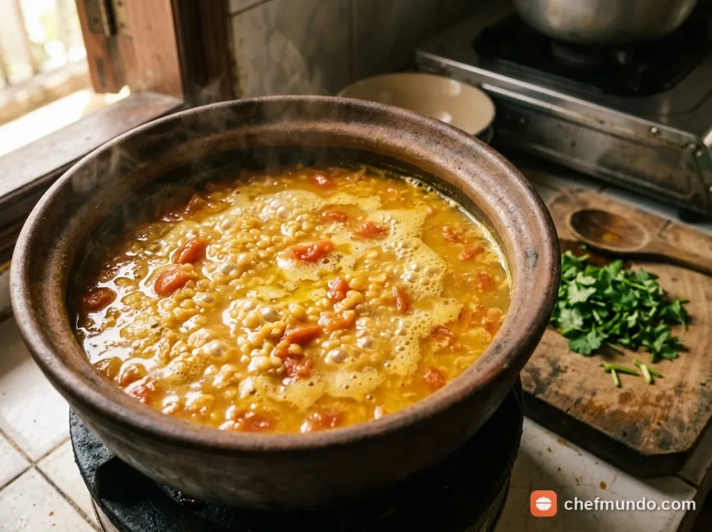 Ninh nhừ súp đậu lăng Dal sánh mịn