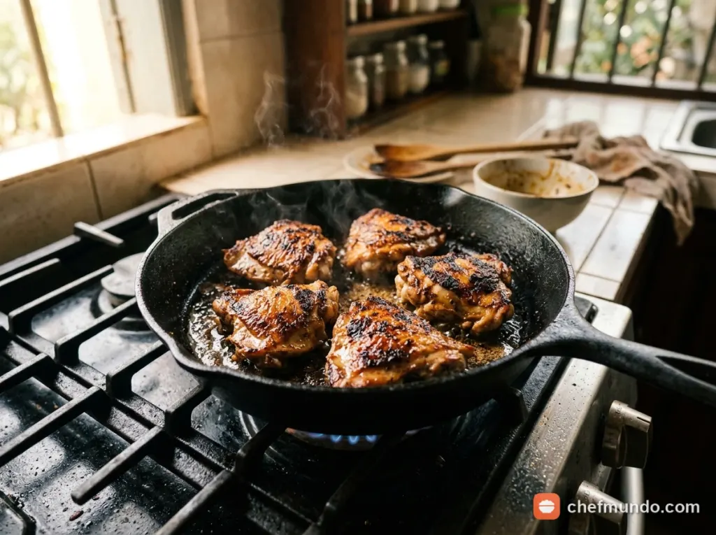 Áp chảo thịt gà xém cạnh