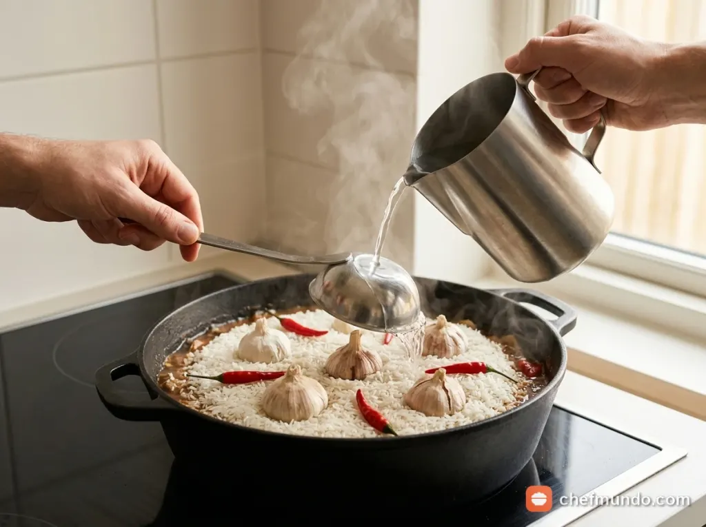 Trải gạo và đun hấp chín cơm