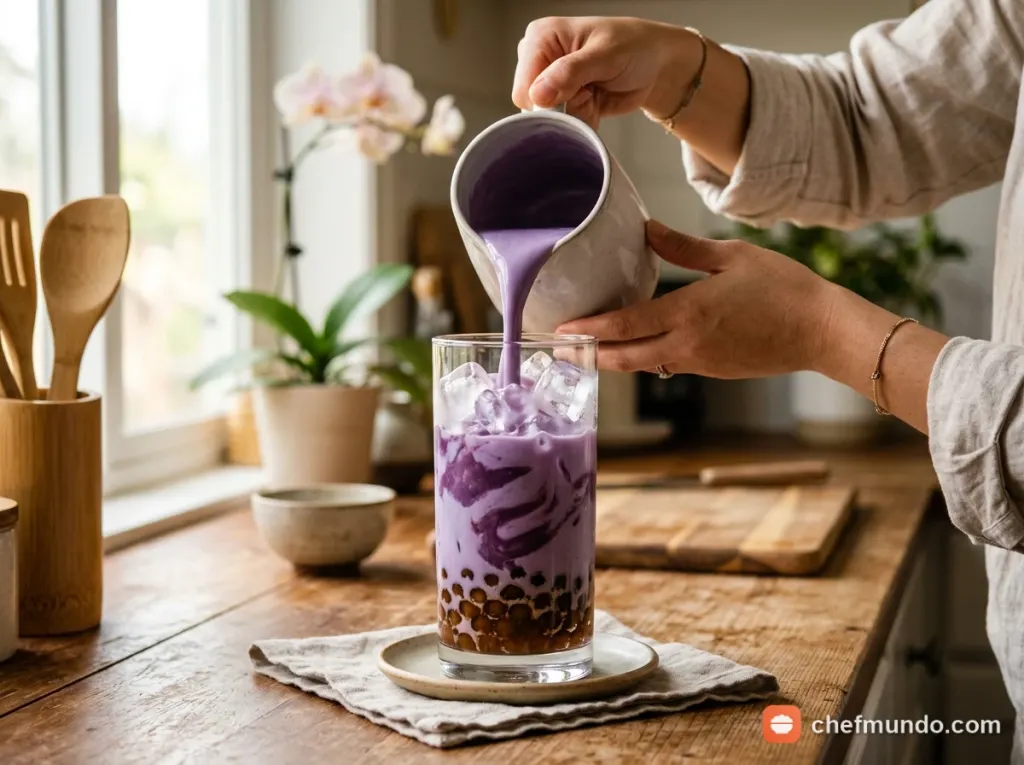 Hoàn thiện ly trà sữa và thưởng thức