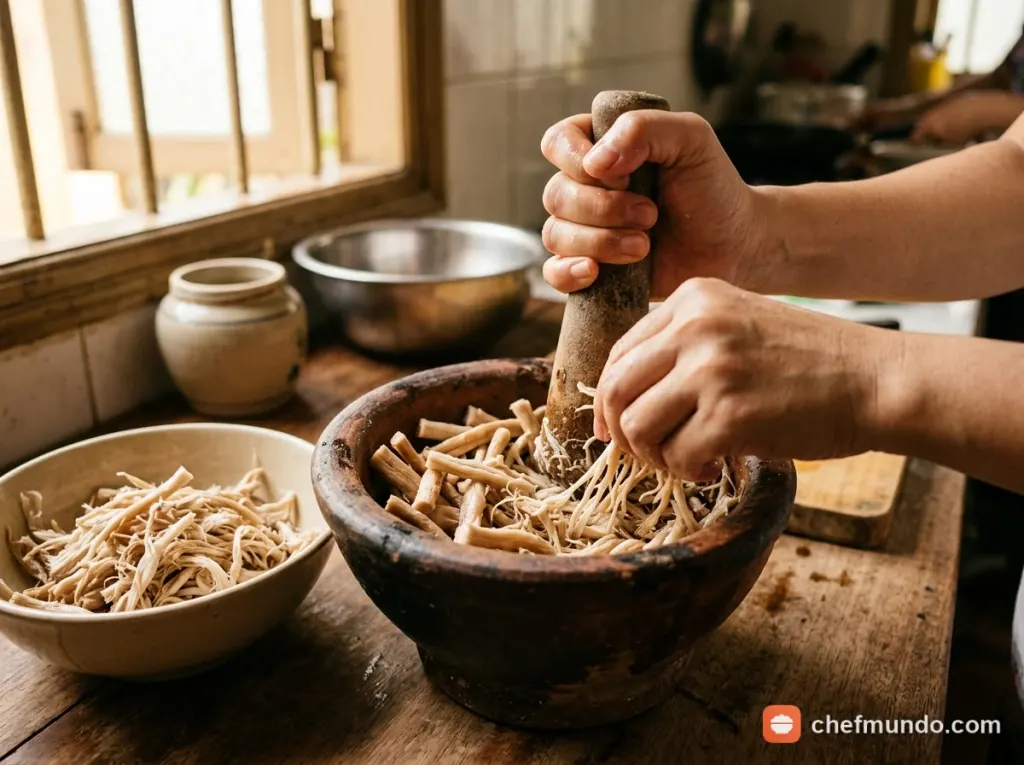 Sao khô và rang vàng ruốc nấm