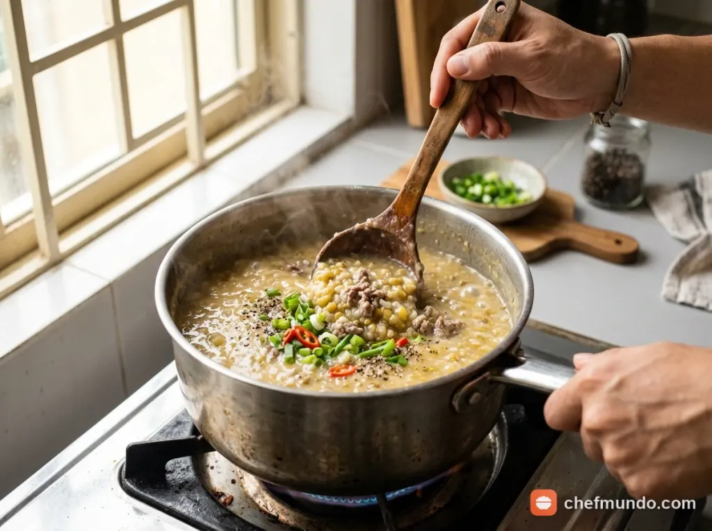 Nấu cháo bò đậu xanh ấm bụng