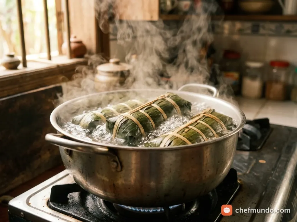 Luộc chín bánh tét