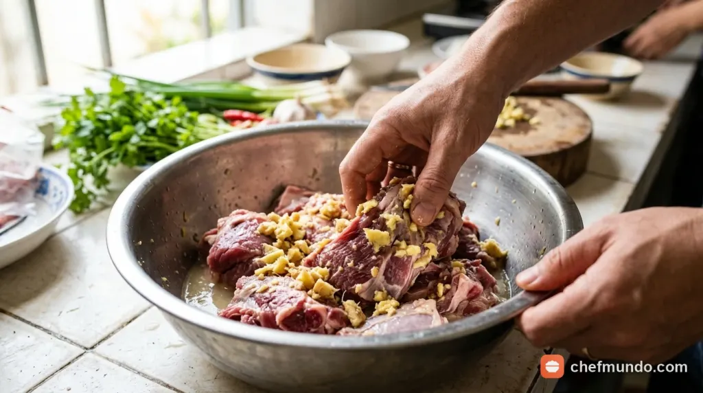 Khử mùi hôi thịt dê bằng gừng tươi và rượu trắng