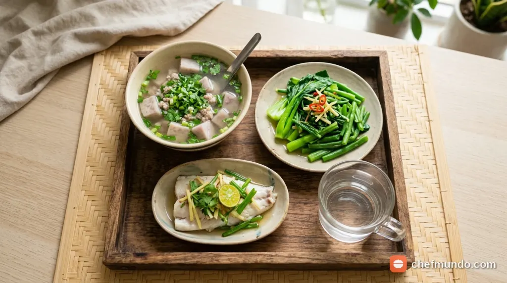 Bữa ăn cân bằng dinh dưỡng cho bà bầu với món canh khoai môn nấu thịt nạc thanh đạm